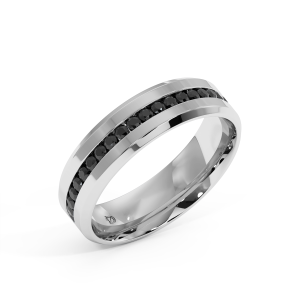 Midnight Ember Band – White Gold with Natural Black Diamonds