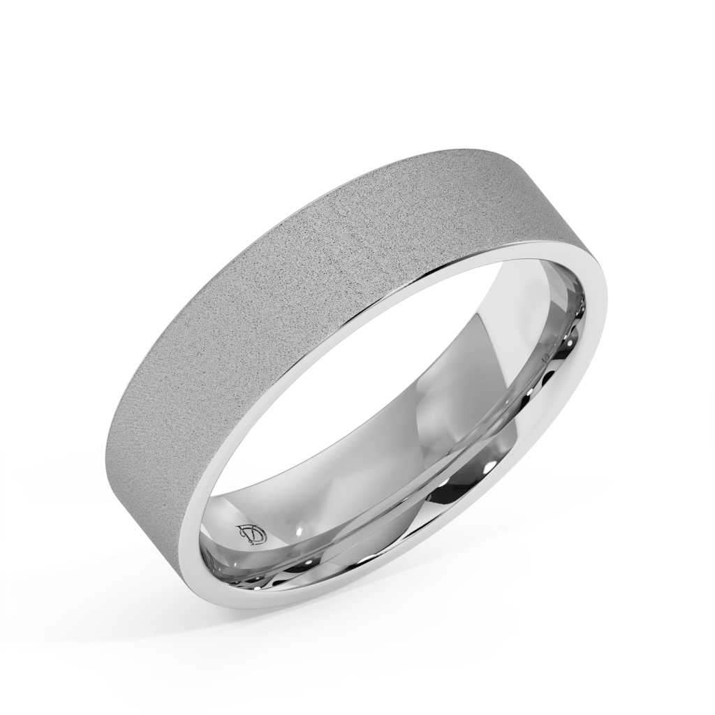 Eterna Brushed Band – 18ct White Gold Wedding Ring